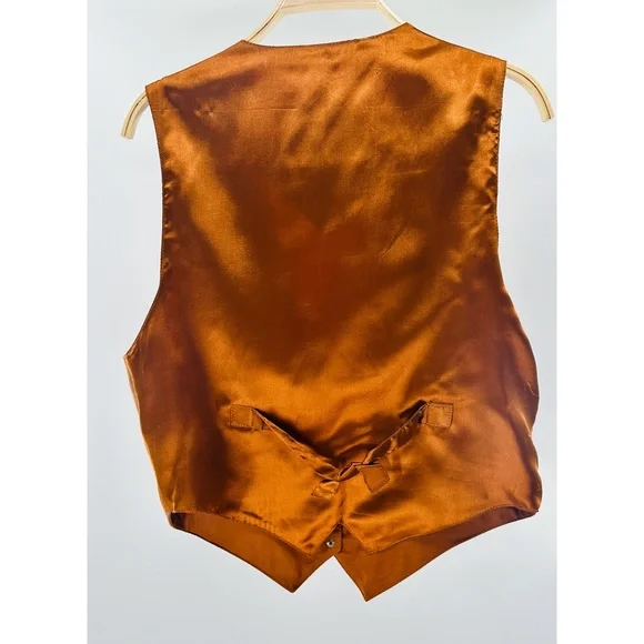 Agapo Vintage Western Leather Rust Front Pocket Vest - Picture 3 of 7